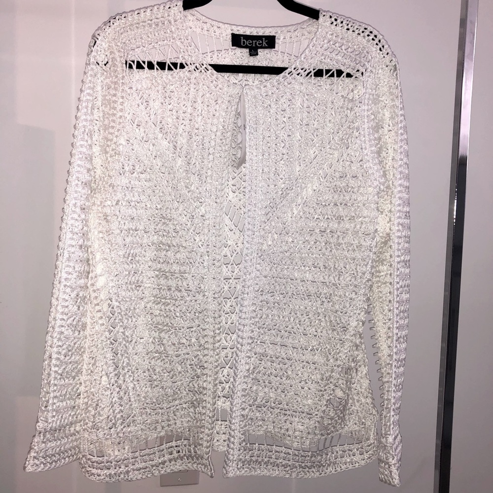 COPY - Berek Crochet Boho Topper Jacket Blazer Cardigan Peral White Size L